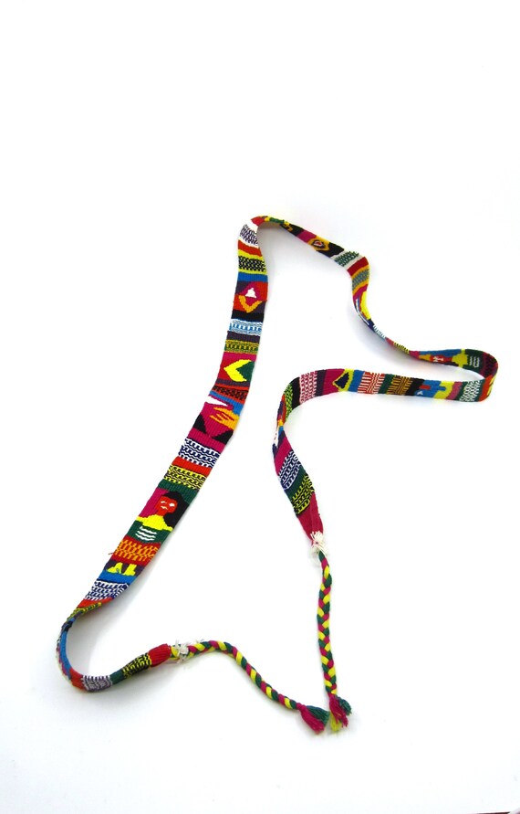 Vintage Guatemalan Woven Cotton Belt Human Figures & Symbols  display picture 3