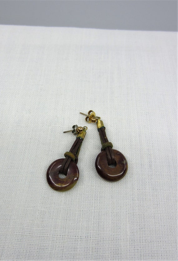 Vintage bohemian stud earrings in natural stone - 