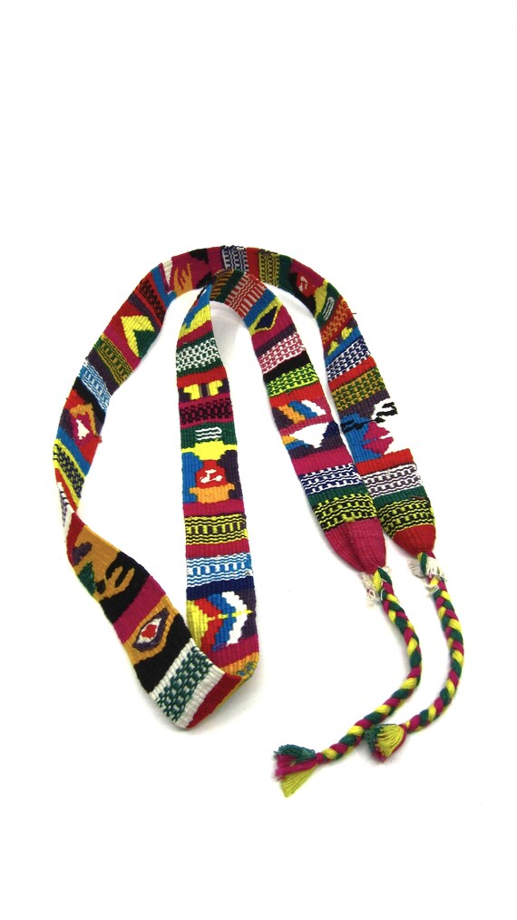 Vintage Guatemalan Woven Cotton Belt Human Figures & Symbols  display picture 1
