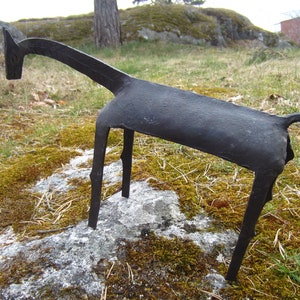 Vintage Swedish hand forged iron Horse Viking style Nordic metal sculpture Scandinavian traditional crafts Mythological animal figure Sweden
