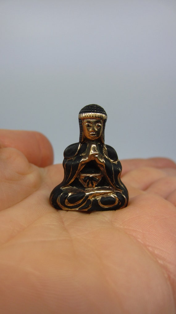 Rare vintage metal Buddha brooch Art Deco style B… - image 1