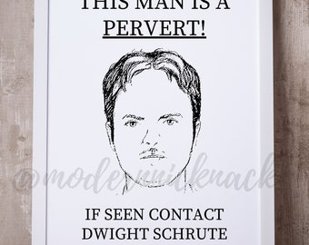 Póster pervertido de Dwight Schrute / Imprimible para fiesta inspirado en The Office / Decoraciones para fiesta de The Office / Letrero para fiesta de The Office / Serie de televisión The Office