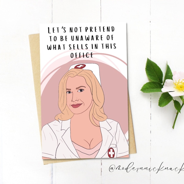 Angela Kinsey The Office Halloween Card | Angela Kinsey Nurse | The Office Greeting Card | The Office Halloween |The Office Quotes