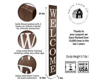 Tall Welcome Sign for front door rustic farmhouse sign outdoor porch decor custom home sign front porch decor personalized