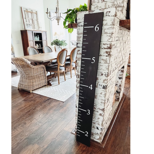 Growth Height Chart Ruler for Kids, Ruler Wall Decor for Kids, Clearance Wooden Ruler Measurement for Kids, Boys and Girls (Black Ruler)