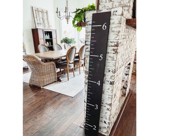 Growth Height Chart Ruler for Kids, Ruler Wall Decor for Kids, Clearance Wooden Ruler Measurement for Kids, Boys and Girls (Black Ruler)