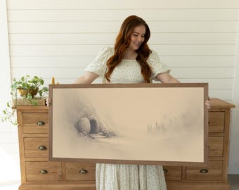 Framed He is Risen Print, Jesus Christ Resurrected, He is Risen Biblical Art, Jesus Christ Leaving The Tomb, Modern Christian decor