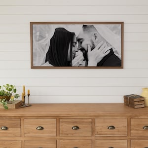 Framed Wedding Photo Sign, Custom Wedding Photo Print, Family Portrait Print, Rustic Wall Decor, Family Photos, Family Portrait Sign