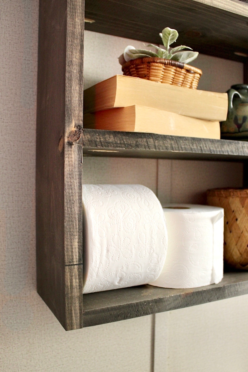 Rustic Wooden Bathroom Decor Rope Hanging Bathroom Shelves Etsy