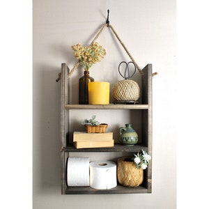 Rustic Wall Storage Tier Shelf Walnut Black Finish Modern Design Home Decor Floating Shelf Bathroom Organization Wall Rack Kitchen Storage