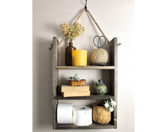 Rustic Wall Storage Tier Shelf Walnut Black Finish Modern Design Home Decor Floating Shelf Bathroom Organization Wall Rack Kitchen Storage