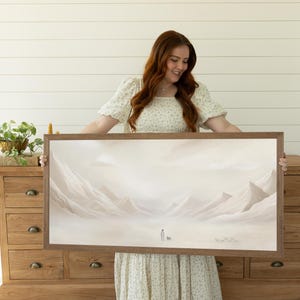Jesus Leaves the 99 Art, Framed Print Minimalist Neutral Painting, Biblical Art, Modern Christian Wall Artwork, LDS Art Faith Gifts (Beige)