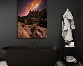 Sedona Landscape Photography-Acrylic Prints-Canvas Prints-Wall Decor-Wall Art-Beautiful Night Stars Milky Way-Sedona Arizona- Free Shipping