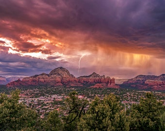 Landscape Photography-Framed Art-Art Prints-Photography-Wall Art-Landscape Print-Photos-Monsoon Storm-Sedona Arizona- Free Shipping