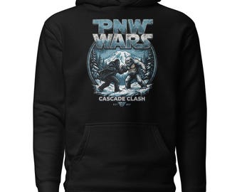 PNW Wars Cascade Clash Hoodie | Bigfoot Yeti Graphic Sweatshirt