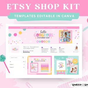 Kit de tienda Etsy para tiendas de regalos y marcas de accesorios / Plantillas coloridas para banners y listados - HGS01 Sparkle & Speckle imagen 1