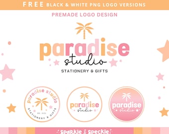 Diseño de logotipo de palmera tropical personalizable con el nombre de su negocio, logotipo de boutique o logotipo de fotografía - Sparkle & Speckle