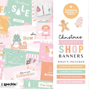 Christmas Shopify Banner Templates Canva | Holiday Website Graphics - CHRI01 Sparkle & Speckle