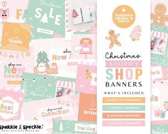 Christmas Shopify Banner Templates Canva | Holiday Website Graphics - CHRI01 Sparkle & Speckle