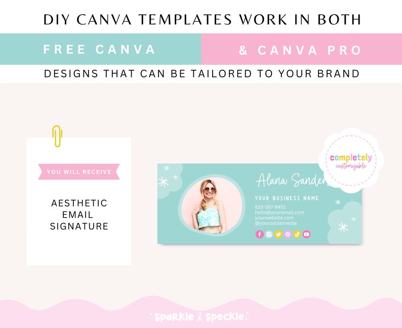 Canva Email Signature Template: Blue Business Email Footer For Gmail and Outlook SUNB01 - Sparkle & Speckle image 2