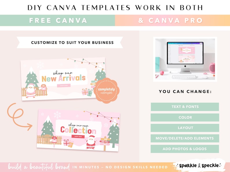 Christmas Shopify Banner Templates Canva | Holiday Website Graphics - CHRI01 Sparkle & Speckle image 4