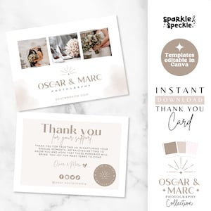 Plantilla de tarjeta de agradecimiento neutra, diseño editable en Canva para pequeñas empresas, prospectos y tarjetas de compra, OC01 - Sparkle & Speckle