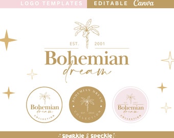 Palme Logo Design Vorlage, Boutique Logo Bündel, Fotografie Logo anpassbar in Canva - Sparkle & Speckle