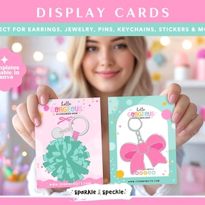 Bunte Displaykarten - Bearbeitbare Canva Backing Card Vorlagen, Produkt-Tags für kleine Business-Verpackungen - HGS01 Sparkle & Speckle