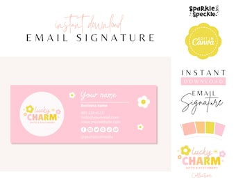 Rosa E-Mail-Signatur Canva, Aussicht und Gmail E-Mail-Signatur-Vorlage Bearbeitbar in Canva, LUC - Sparkle & Speckle