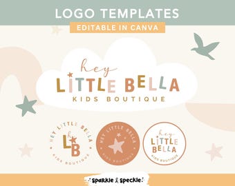 Natural Kids Logo Template | Earthy Boutique Canva Branding for Baby and Small Business - HLB01 Sparkle & Speckle
