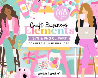 Paquete de imágenes prediseñadas para manualidades / Gráficos en tonos pastel para creadores / Imágenes prediseñadas para uso comercial, SVG PNG - HGS01 Brillo y motas