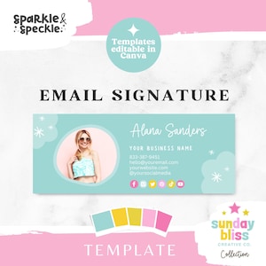 Canva Email Signature Template: Blue Business Email Footer For Gmail and Outlook SUNB01 - Sparkle & Speckle image 1