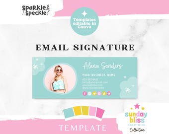 Canva Email Signature Template: Blue Business Email Footer For Gmail and Outlook SUNB01 - Sparkle & Speckle