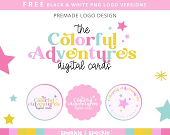 Pastel Business Logo Template | Colorful Canva Logo for Sticker and Planner Shops - SUNB01 Sparkle & Speckle