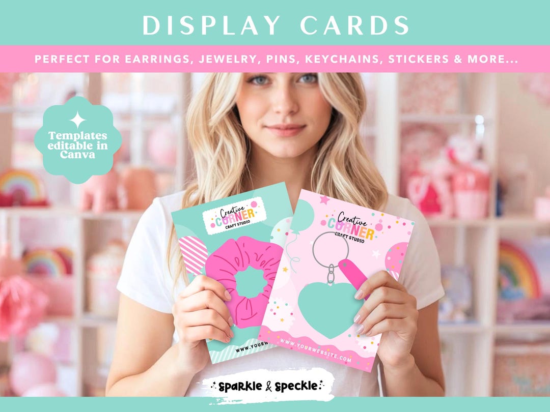 Party Display Card Templates | Editable Canva Product Tags and Backing ...