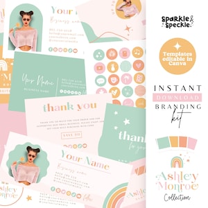 Rainbow Business Branding Kit, Editable Canva Templates, DIY Ready Made Cohesive Colorful Branding Essential Pack ASH01 - Sparkle & Speckle