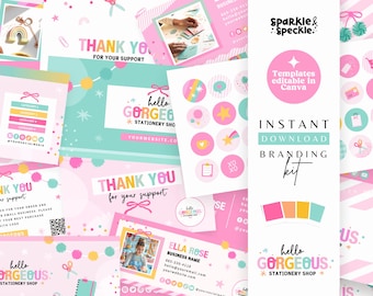 Canva Branding Kit for Craft and Stationery Shops, Editable Brand Identity Templates for Handmade Businesses – Sparkle & Speckle HGS01