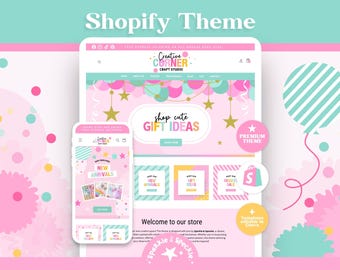 Party Shop Shopify Theme | Balloon Business Website Template with Editable Canva Banners - CCN01 Sparkle & Speckle