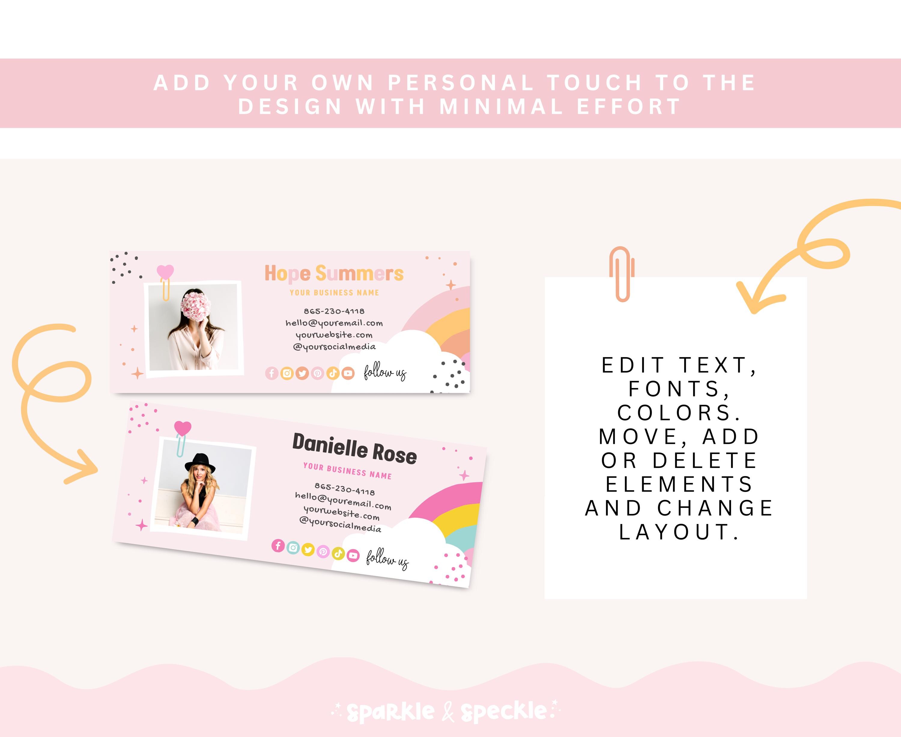 Canva Email Signature Template – Editable Pink Business Footer for ...