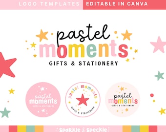 Star Logo Template Canva, Colorful Fun Creative Logo, Small Business Branding PASTM - Sparkle & Speckle