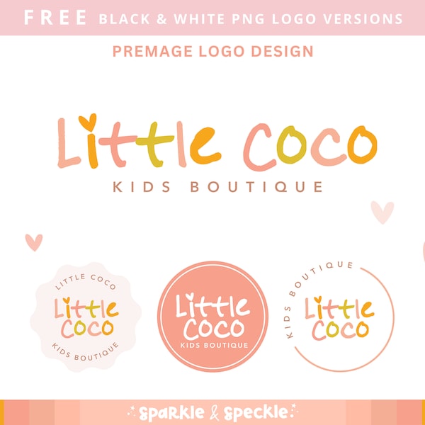 Cute Shop Logo Design, Colourful Boutique Logo, Fun Logo With Heart, Creative Logo For Small Business - Sparkle & Speckle