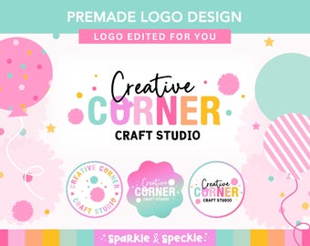 Colorful Pom-Pom Logo Design: Craft and Party Decor Branding - CCN01 Sparkle & Speckle