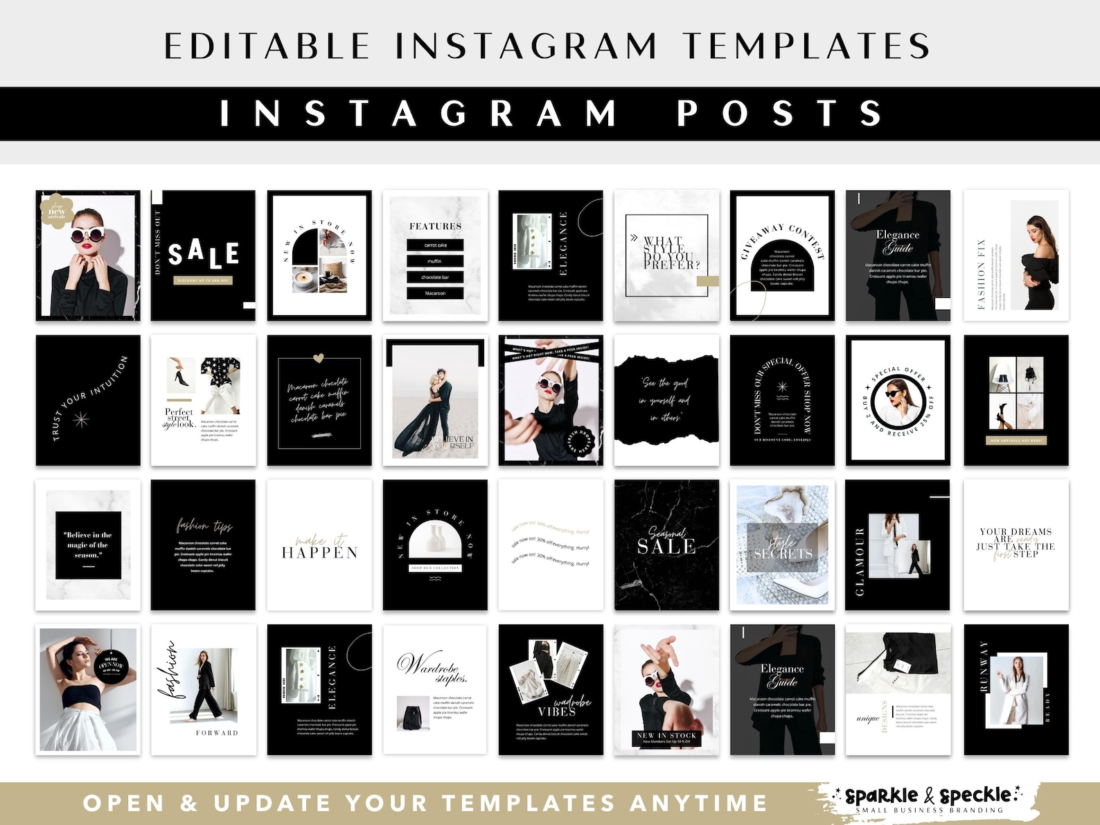 Black White Instagram Templates | Editable Canva Posts and Stories ...