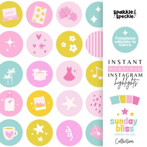 Cute Instagram Highlight Covers, Aesthetic Instagram Story Icons Editable In Canva - SUNB01 Sparkle & Speckle