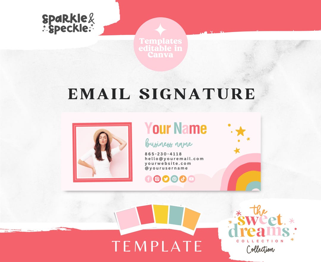 Colorful Email Template Editable in Canva , Playful Gmail Signature for ...