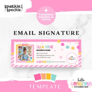 Email Signature Template for Gift Shops | Pink Canva Email Footer Design - Sparkle & Speckle HGS01