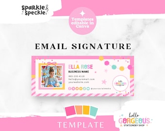 Email Signature Template for Gift Shops | Pink Canva Email Footer Design - Sparkle & Speckle HGS01