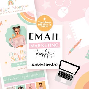 Feminine E-Mail-Marketing-Vorlagen | Canva-Newsletter für Boutiquen und Geschenkläden – ASH01 Sparkle & Speckle