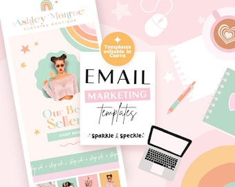 Rainbow Email Marketing Templates Canva | Newsletter Design for Small Business - ASH01 Sparkle & Speckle
