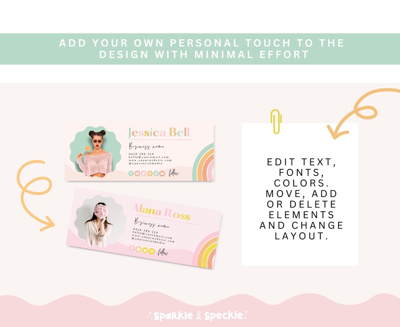 Rainbow Email Signature Template Canva | Editable Gmail and Outlook ...